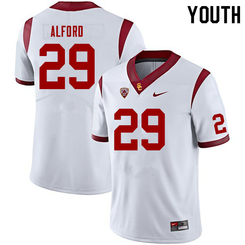 Youth #29 Xavion Alford USC Trojans College Football Jerseys Sale-White